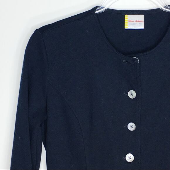 Hanna Andersson Womens Size XS Tunic Jacket Top Black Half Button Up - Picture 2 of 6